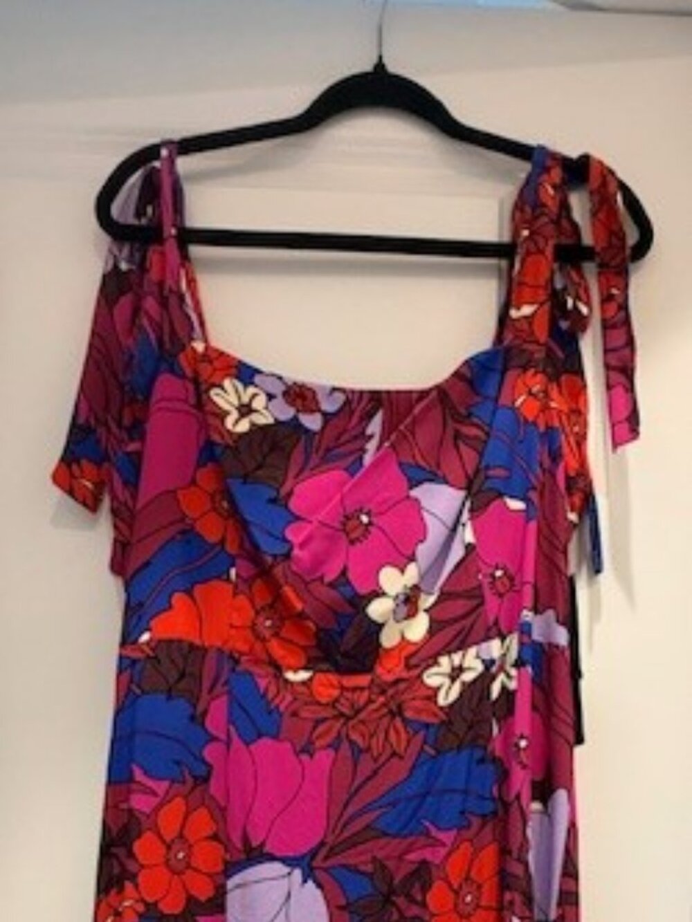 Adrianna by Adrianna Papell Women's Purple Floral Tie-Shoulder Dress Size 16 NWT - Picture 8 of 16